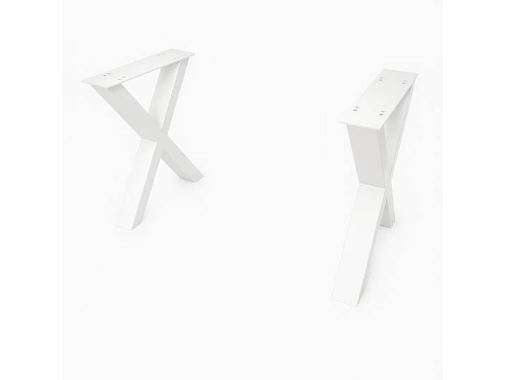 Set Gestell Couchtisch aus Metall X-Form weiß