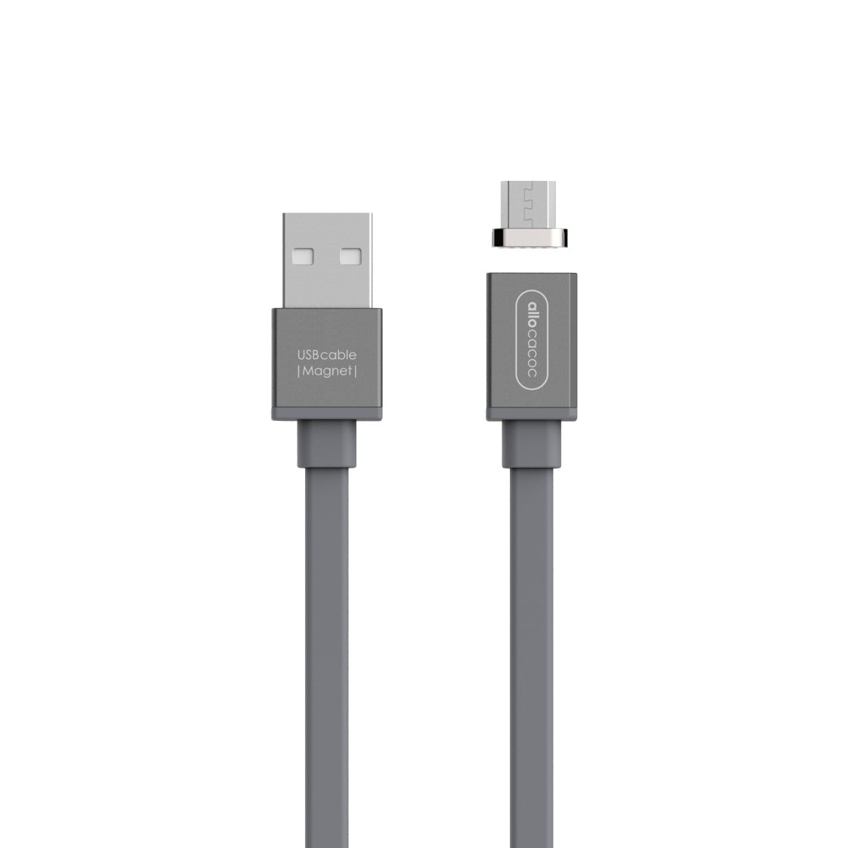Allocacoc USB-kabel Magnet microUSB naar USB-A, Grijs