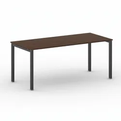 Bürotisch PRIMO SQUARE 180x80 cm, schwarzes Metallgestell, Nussbaum