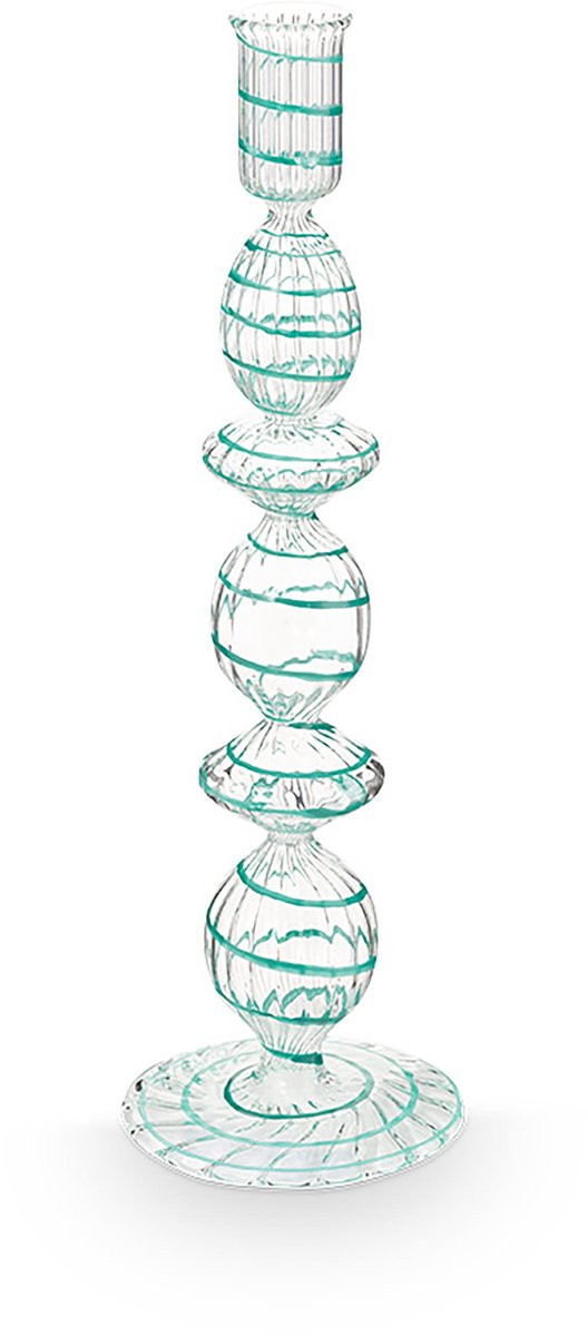 Pip Studio Glas Swirl Kandelaar - Lichtblauw - 28 cm