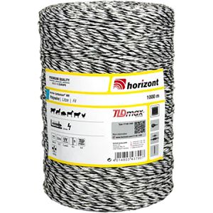 Horizont Weidezaunlitze turbomax W6, Ø 3 mm mit 6 Leiter, 25 km max. empfohlene Zaunlänge, weiß, Rollenlänge 1000 m
