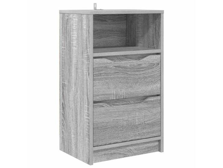 Table de chevet contemporaine - - Gris sonoma - 40x30x67 cm - Bois d'ingénierie - Tiroir - Étagère