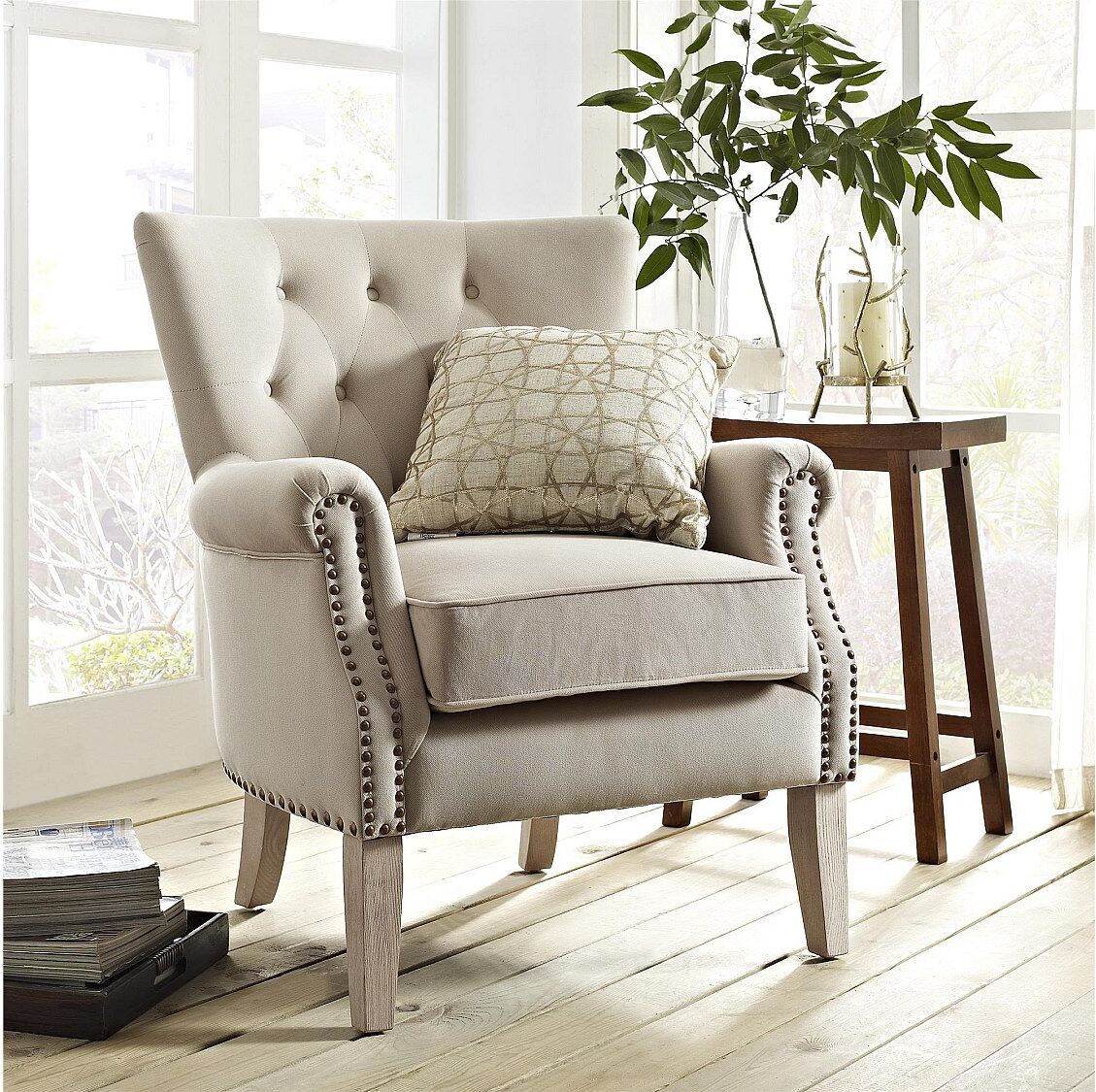 Dorel Home Dorel   Sillón tapizado en tela beige