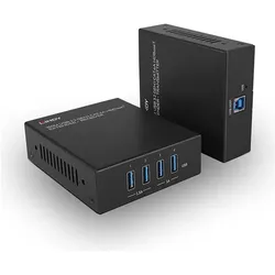 Lindy 100m USB 3.2 Gen 1 Cat.6A HDBaseT Extender, KVM Switch, Schwarz