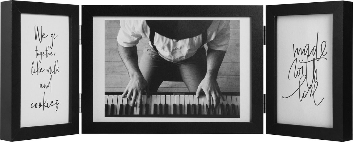 Henzo Fotolijst Piano Triple Swing Landscape Collagelijst voor 3 foto's - Zwart - Fotomaat 10x15 cm en 15x22 cm