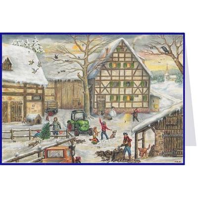 Postkarten-Adventskalender 'Winter auf dem Bauernhof'