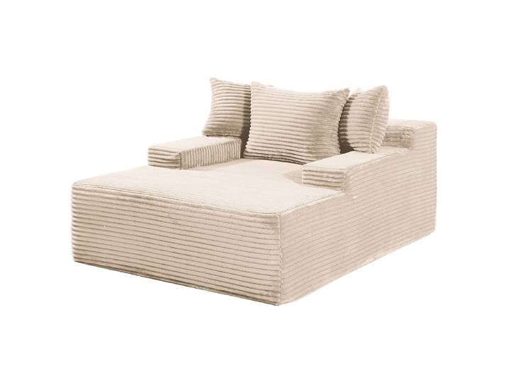 Longchair Beige Cordstoff Vaida 125 x 63 x 170cm