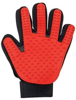 Uplift Essentials High Performance Grooming Glove Medical Grade Silicone Deshedding & Massage Mitt For Dogs & Cats red Left