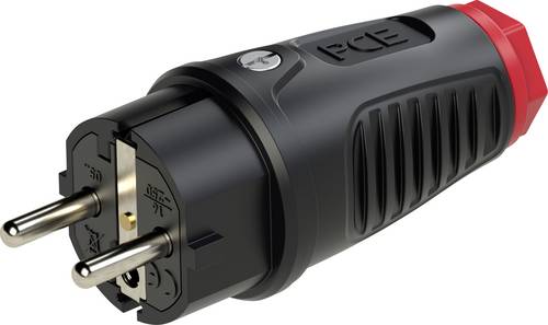 PCE 0522-sr Schutzkontaktstecker Vollgummi, Thermoplast 250V Schwarz, Rot IP54