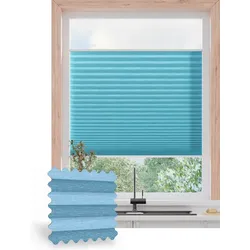 Plissee ohne Bohren nach Maß, Silberblau 151070, 30 x 80 cm, Plissee individuell maßangefertigt