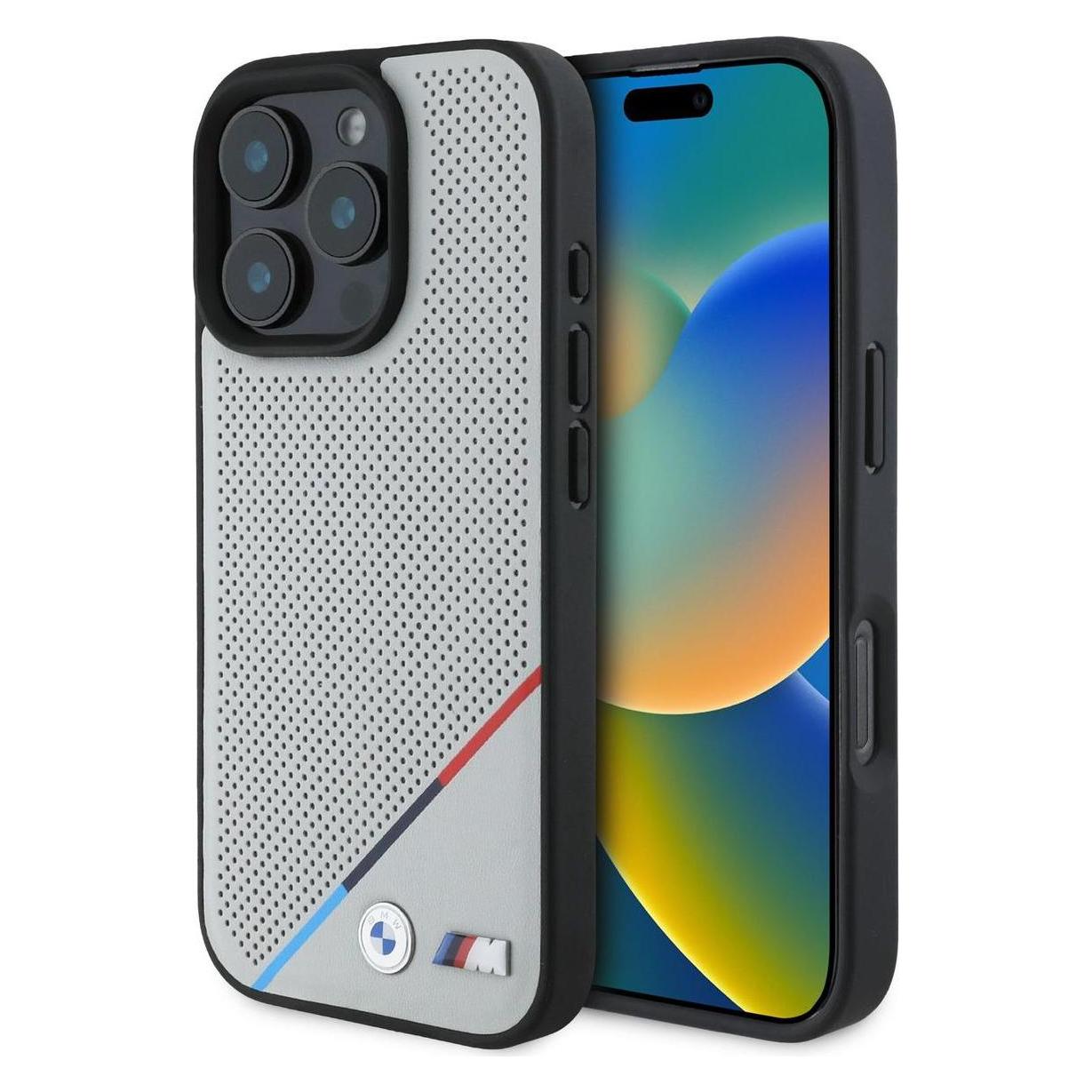 BMW BMHMP16S23PUDTS iPhone 16 6.1" szary/grey hardcase M Carbon Tricolor Line MagSafe (Apple iPhone 16) (BMW000870-0)