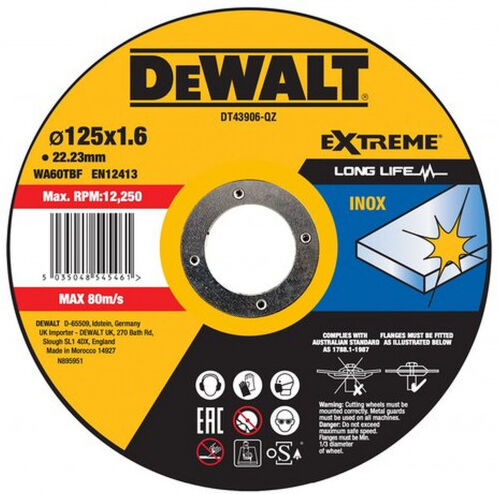 DeWALT DT43906-QZ Disque a tronçonner Inox 125 x 1,6 mm