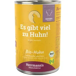 Herrmann's Selection Sensibel / Sensitiv 400g Dose Hundenassfutter Sparpaket 24 x 400g Bio Huhn mit Karotten, Reis & Fenchel