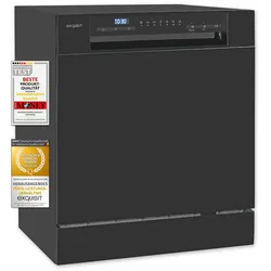 Exquisit Geschirrspüler GSP508-030D schwarz | Spülmaschine 55 cm | Power+ | ECO Modus | Standgerät