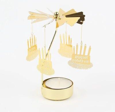 Uplift Picks Elegant Metal Rotating Tea Light Candle Holder For Christmas Weddings And Dinner Parties happy Birthday