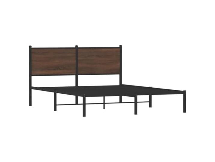 KTHLBRH Bettgestell aus Metall Eiche Braun 140 x 200 cm Bettgestell mit Kopfteil, Lattenrost inklusive, robuster Stahl, Stauraum