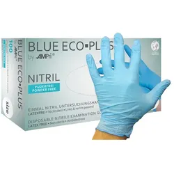 Nitrilhandschuhe Ampri Blue Eco Plus blau M Gr. 8, puderfrei, unsterile Nitrilhandschuhe, 100 Stück/Box