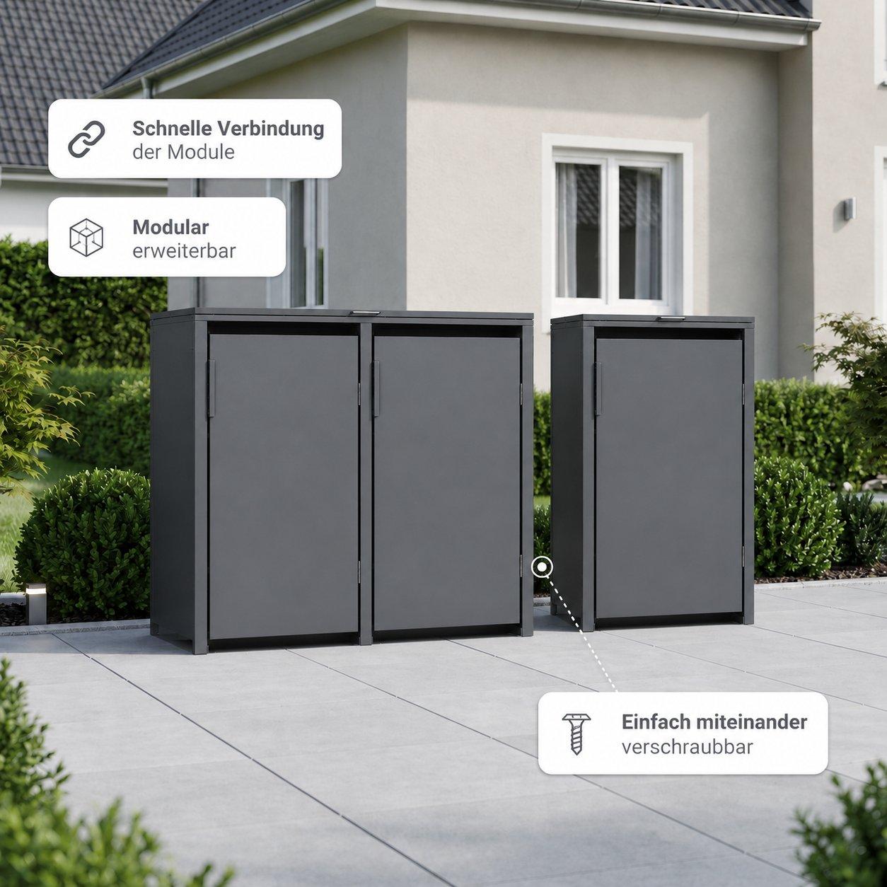 Norlinio Mülltonnenbox Vario, Anthrazit, für 3 Tonnen