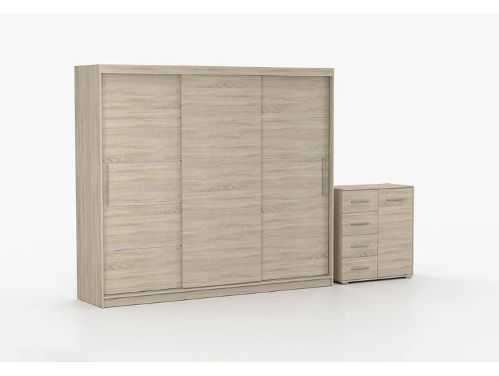 Schwebetürenschrank und Kommode 2er-Set ALBA II/FRIDA MINI 01 Sonoma Eiche Sonoma Eiche