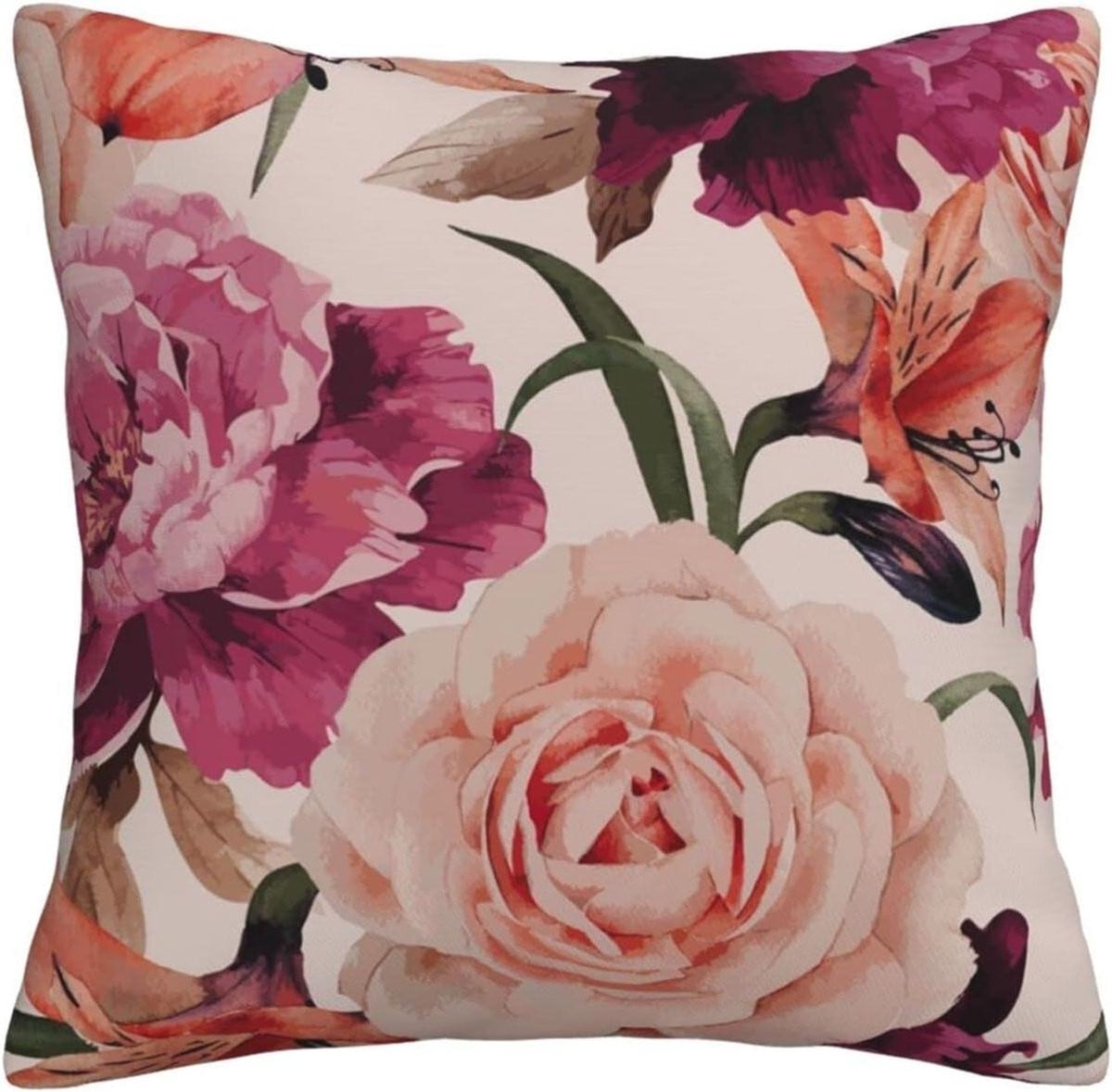 Sierkussenhoes Vierkant - Roze Bloem - Zacht Polyester