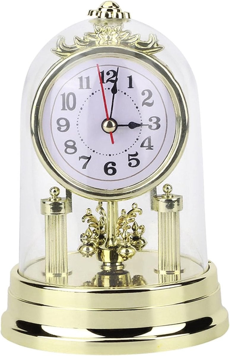 Vintage goudkleurige antieke stille staande tafelklok voor volwassenen
