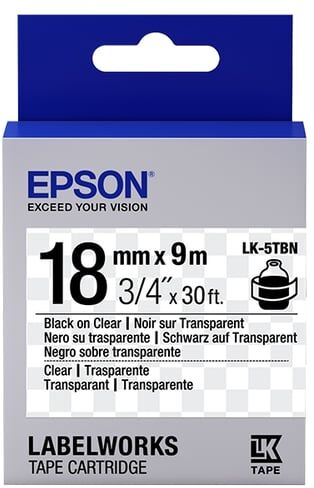 Epson LK-5TBN Fita preto sobre transparente 18mm (C53S655008)