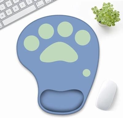 Uplift Essentials Ergonomic Cat Paw Mouse Pad With Wrist Rest blue