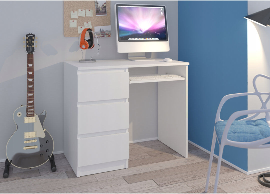 Latitude Run Annalyssia Desk Highgloss Sand Grey 76cm H X 96cm W X 50cm D