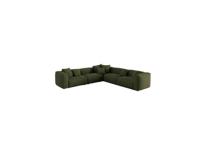 Modulares, 6-Sitzer Design Ecksofa „Martina“ Strukturstoff Grün Micadoni