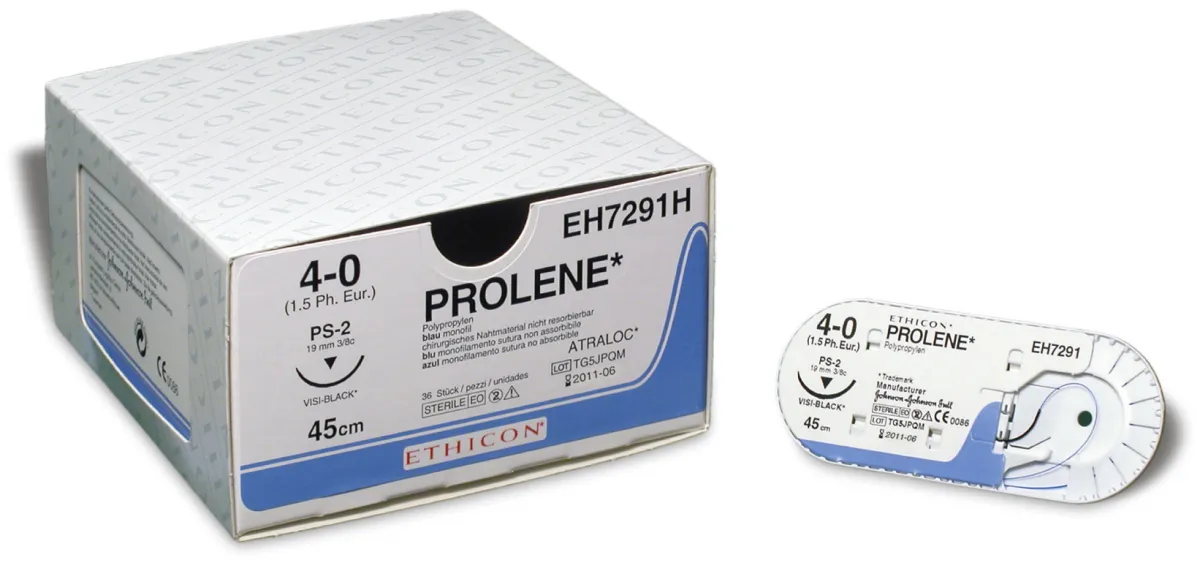 Ethicon Nahtmaterial Prolene monofil Blau, 4,0, mit Nadel RB1, 75 cm Faden, (3 DTZ) nicht resorbierbar 8871H