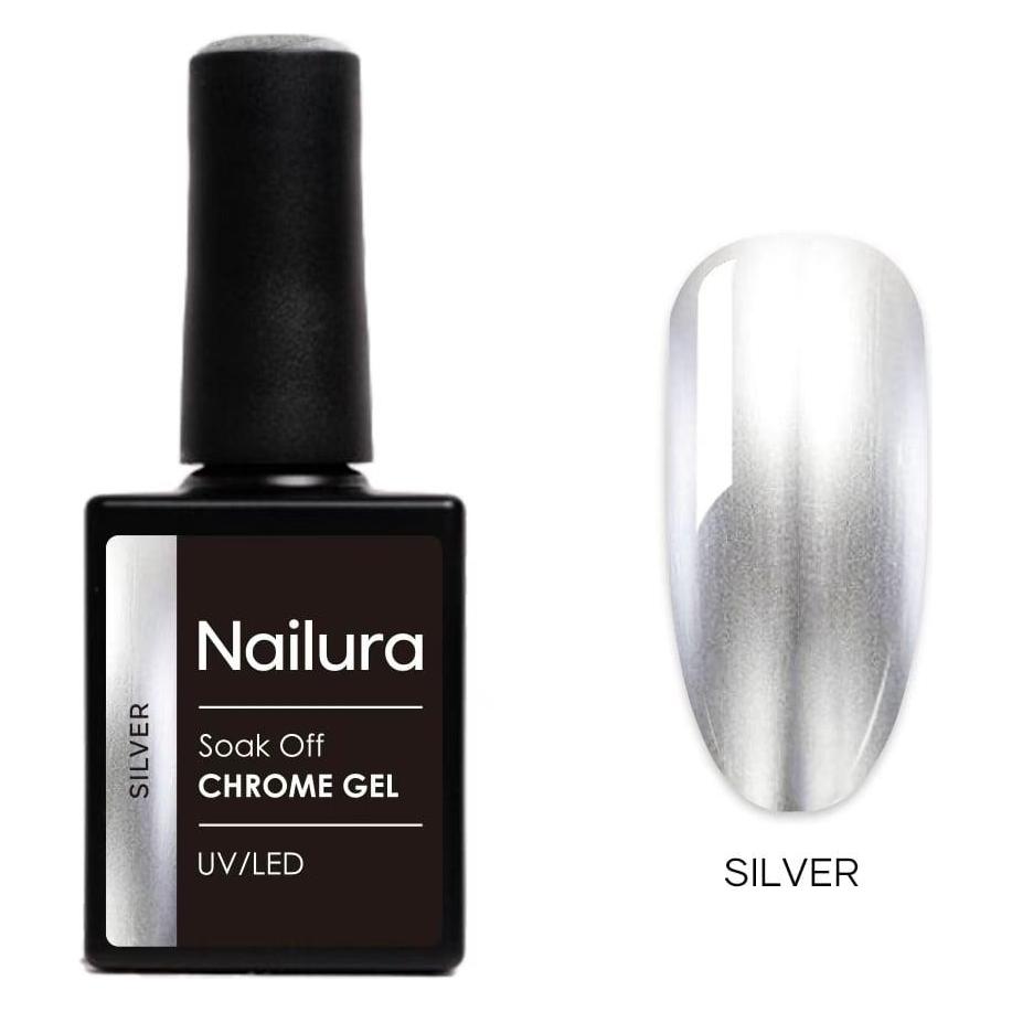 Magni Nailura - Chrome Base Silver Gel - Silver - 10 ml (Silber, Gel-Effekt Nagellack) (70479)