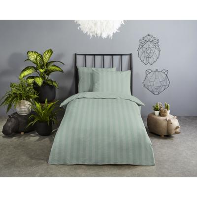 Babybettwäsche DESCANSO "Hotel Sevilla", sage grün, B/L: 120cm x 150cm, 1 Stk., 1 Stk., Satin, B/L: 70cm x 60cm, 2, Satin, Obermaterial: 100% Baumwolle, Bettwäsche, Satin, Reißverschluss, Wende, Luxe, Streifen, uni