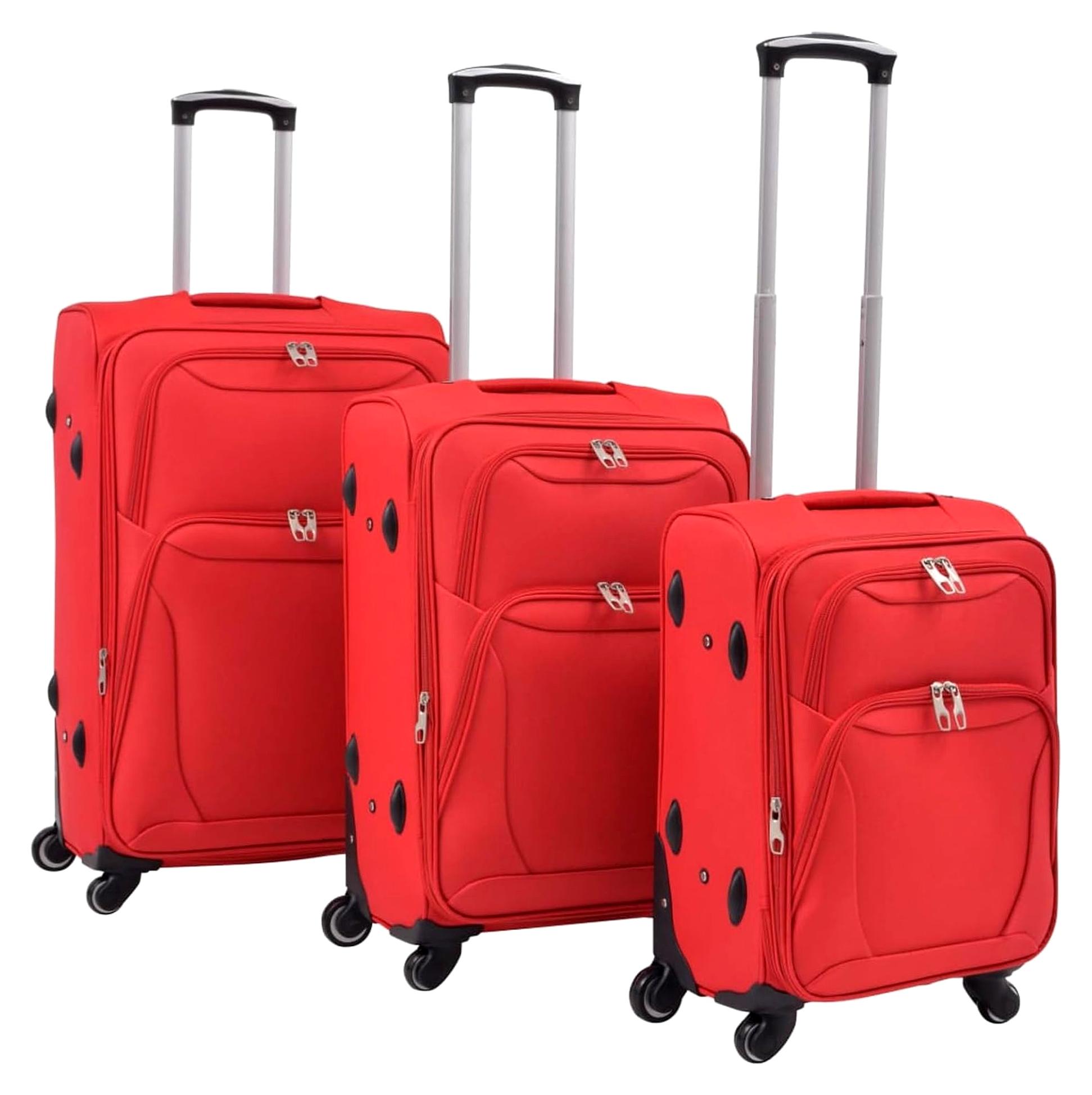 3-teiliges Trolley-Set mit Dehnfuge in Rot aus PVC-beschichtetem Oxford-Gewebe für Reisen