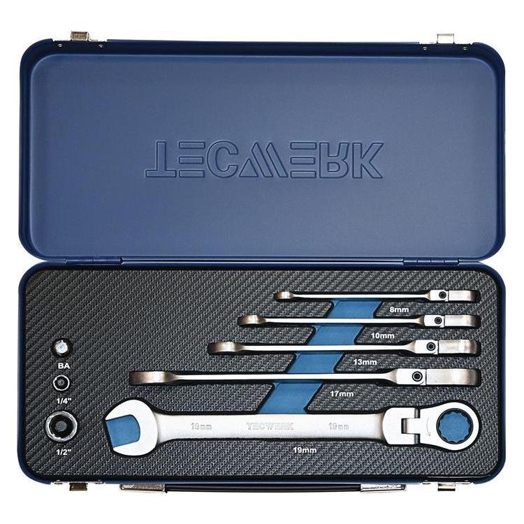 Tecwerk Maulringratschenschlüsselsatz 8-teilig Schlüsselweiten 8-19 mm Ringseite flexibel (10 mm, 13 mm, 17 mm, 19 mm, 8 mm) (2000821520)