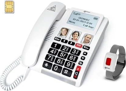 Geemarc CL9000 - 4G Schnurgebundenes Notruftelefon mit Notrufarmband