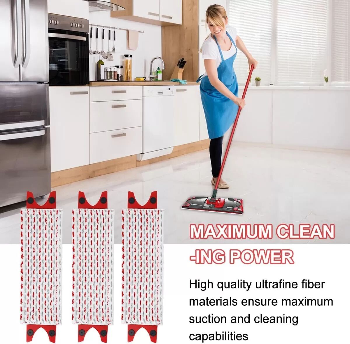 INF Lot de 2 recharges en microfibre bicolore pour balai électrique Vileda Ultramax