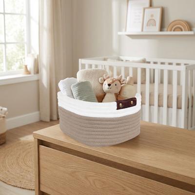 Better Trends Cotton Rope Storage Basket with Handles, Woven Storage Basket for Shelves, Toys, Books, Towels & Home Organization