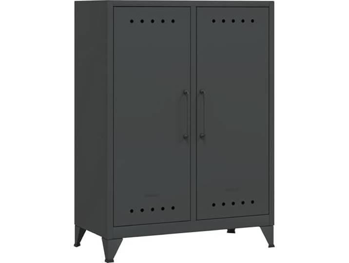 Bisley Fern Middle Sideboard aus Metall Metallschrank im Retro-Instustrial Design in anthrazitgrau