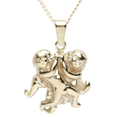 Kette mit Anhänger OSTSEE-SCHMUCK "Ostsee-Schmuck Kette mit Anhänger Tierkreiszeichen Zwillinge" Gr. 45, gold, Halsketten, Damen, 45cm, Gelbgold 333, L: 42