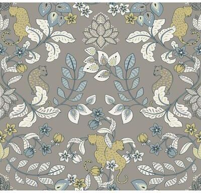 Scott Living Getty Grey Jungle Damask Wallpaper