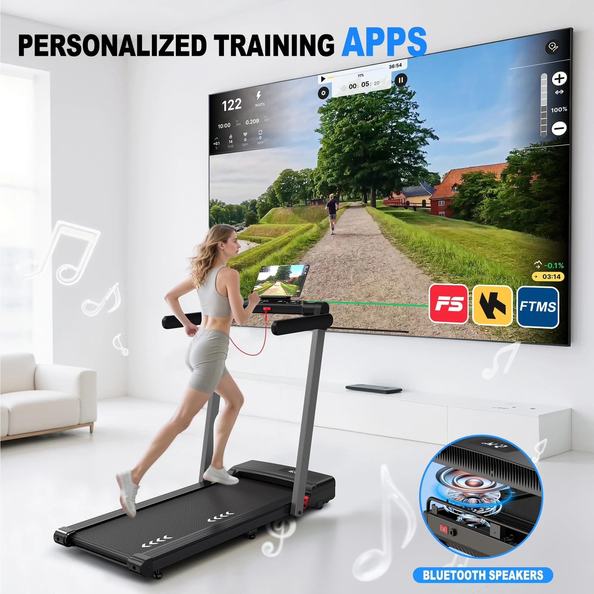 Klapplaufband - Elektrisches Laufband - 2,5 PS leiser Motor - 12 km/h - 12 Trainingsprogramme - Bluetooth-Lautsprecher - Für Zuhause und Büro