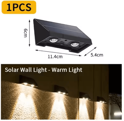 Uplift Curations Solar Garden Lights Outdoor Solar Fence Lights Waterproof LED Wall Lamp For Patio Balcony House 2 Beads