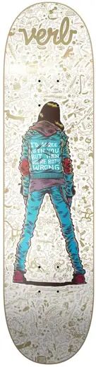 Verb Human Skateboard Deck (Politics)  - White;Blue;Yellow - Size: 8"