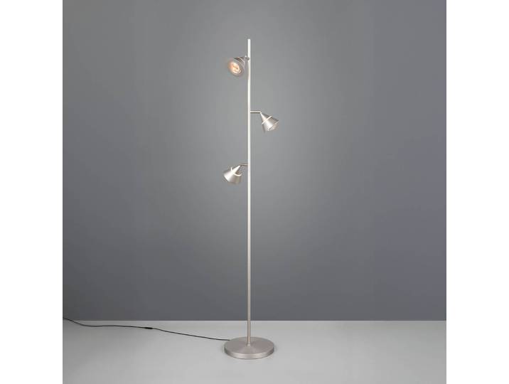 Trio Lighting LED Stehlampe Romeo, dimmbar, alu / grau / zink, für Wohn- / Esszimmer, Metall, Modern