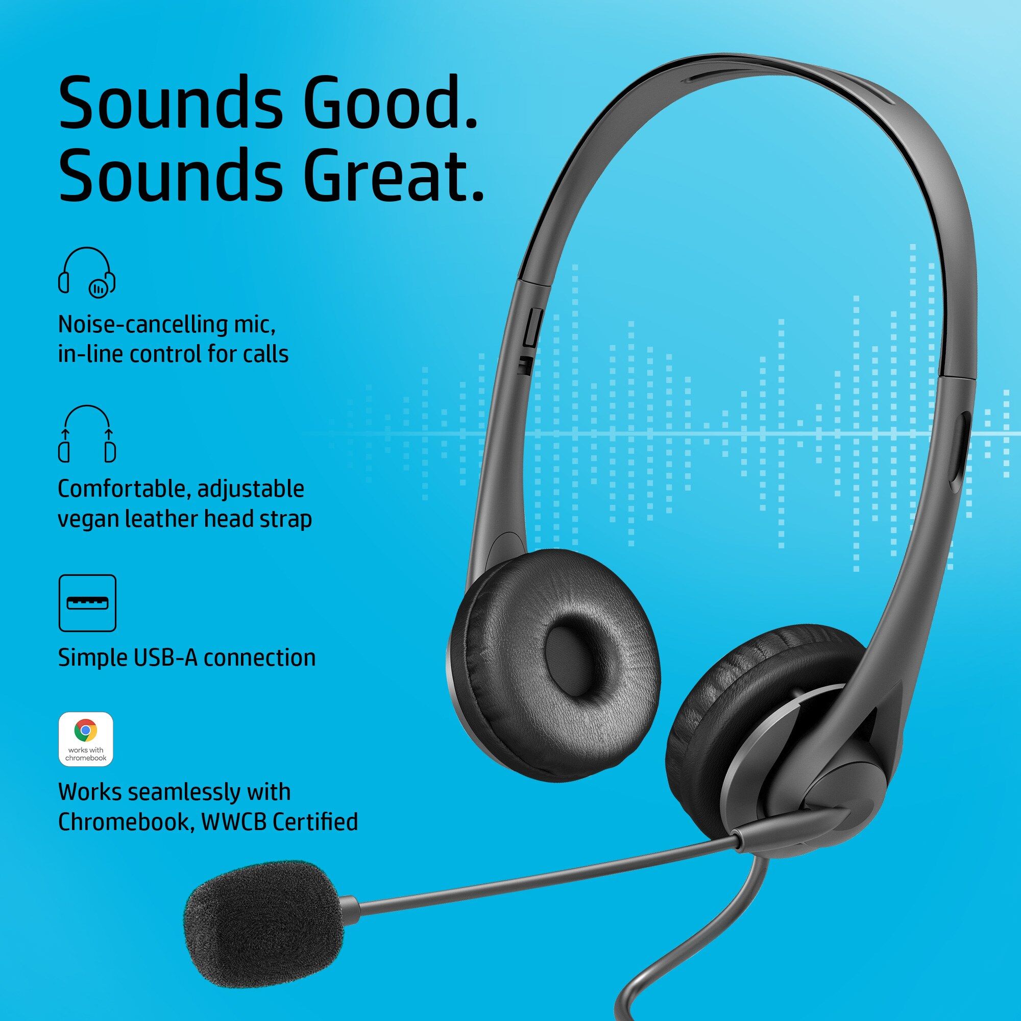 HP Stereo USB Headset G2 (428K6AA) - Black