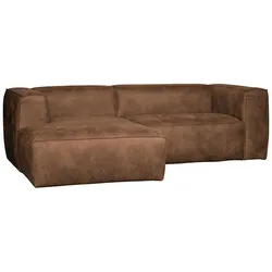 Ecksofa Chaiselongue Bean - Lederoptik Cognacbraun, Links