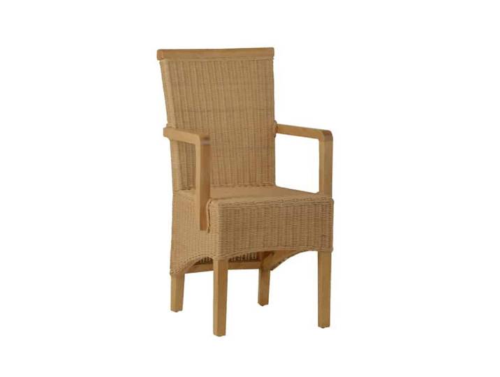 MiaMöbel Rattan Armlehnstuhl 'Larissa' natur Massivholz, Rattan Mango Modern