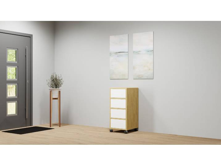 Container mit Schubladen Eiche Natur geölt