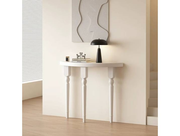 Tables consoles demi-lune françaises en bois massif, table d'entrée ronde, table de canapé étroite pour couloir, table minimaliste fine pour salon