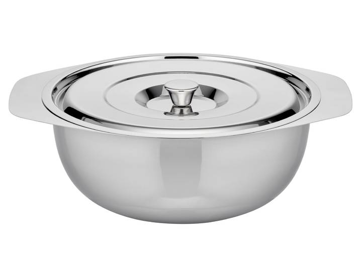 Servierschale GSW tiefe Beilagen- und Servierschale mit Deckel , silber (silberfarben), H:7,5cm Ø:16cm, Edelstahl, Schüsseln, Servierschale, Beilagen- und Servierschale aus Edelstahl 18/8 – vielseitig einsetzbar